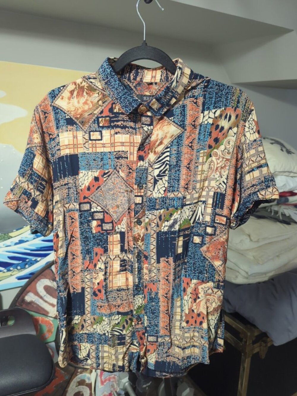 Gucci Tribal AOP Print Button Down Short Sleeve Shirt Gucci Size 3XL - USA Large